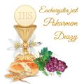 Baner na Boże Ciało "Eucharystia jest pokarmem Duszy" 150x150 cm