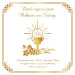 Baner na Boże Ciało "Eucharystia jest pokarmem duszy" 150x150 cm