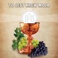 Baner religijny na Boże Ciało, symbole eucharystyczne "To jest krew Moja"