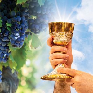 Baner religijny, baner na Boże Ciało, symbole eucharystyczne 150x150 cm