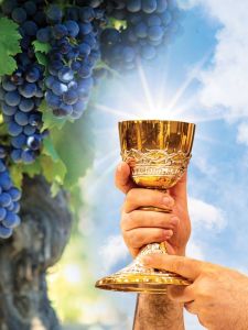 Baner religijny na Boże Ciało, symbole Eucharystyczne- 75x100 cm