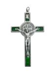 Krzyż Św. Benedykt - kolor srebro/zielony