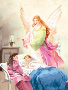 Plakat do pokoju dziecka Anioł Stróż z dzieckiem