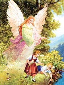 Plakat do pokoju dziecka Anioł Stróż z dziećmi