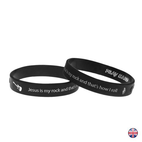 Bransoletka JESUS IS MY ROCK AND THAT'S HOW I ROLL Pray hard dziesiątek różańca