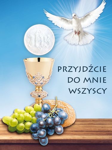 Baner religijny na Boże Ciało "Przyjdźcie do mnie wszyscy"- 75x100 cm