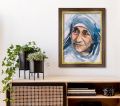 Obraz Święta Matka Teresa - rama drewniana ze złotym paskiem