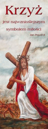 Baner na Wielki Post "Krzyż jest najwznioślejszym.." 50x130cm