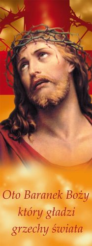 Baner na Wielki Post "Oto Baranek Boży który.." 50x130cm