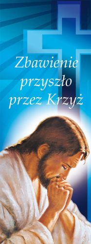 Baner na Wielki Post "Zbawienie przyszło przez.." 50x130 cm