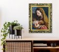 Obraz religijny Matka Boża z Dzieciątkiem Jezus - rama z ornamentem