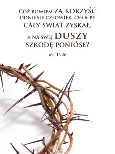 Baner na Wielki Post "Cóż bowiem za korzyść odniesie człowiek" 75x100 cm
