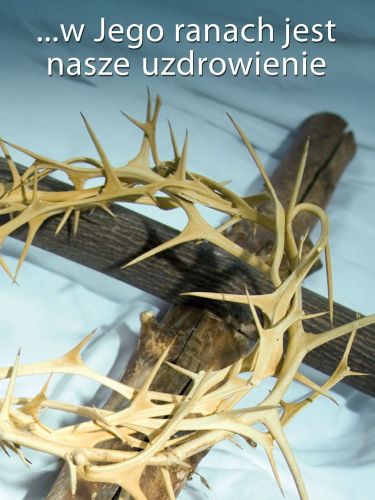 Baner na Wielki Post "...w Jego ranach jest.." 75x100 cm