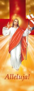 Baner na Wielkanoc "Alleluja!" - pomarańczowy 50x130 cm