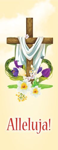 Baner Wielkanocny Krzyż z kwiatami - Alleluja! 50x130 cm