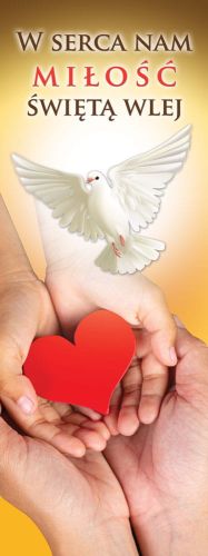 Baner na bierzmowanie "Miłość Świętą wlej" 50x130 cm