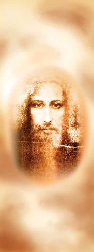 Baner Jezus Chrystus - oblicze z całunu 50x130 cm