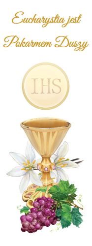 Baner na Boże Ciało "Eucharystia jest pokarmem duszy" 50x130 cm