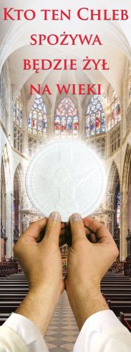 Baner na Boże Ciało "Bierzcie i jedzcie to jest Ciało moje" 50x130 cm