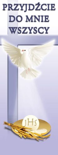 Baner na Boże Ciało "Przyjdźcie do mnie wszyscy" 50x130 cm