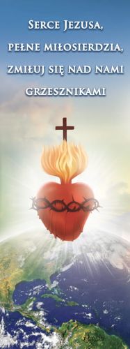 Baner na Boże Ciało "Serce Jezusa pełne miłosierdzia" 50x130 cm
