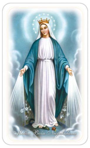 Obrazki święte z modlitwą do Matki Bożej Niepokalanej