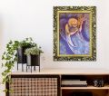 Obraz religijny Anioł Stróż - skrzypce - rama ornamentowa