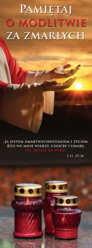 Baner na Wszystkich Świętych "Pamiętaj o modlitwie za zmarłych" 50x130 cm