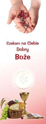 Baner na I Komunię Świętą "Czekamy na Ciebie Dobry Boże" 50x130 cm