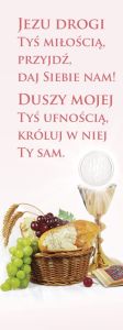 Baner na I Komunię Świętą "Jezu Drogi tyś miłością" 50x130 cm