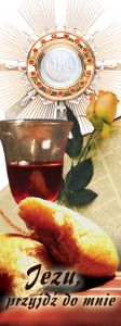 Baner na I Komunię Świętą "Jezu przyjdź do mnie" 50x130 cm