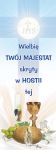 Baner na I Komunię Świętą "Wielbię Twój majestat skryty w Hostii tej" 50x130 cm