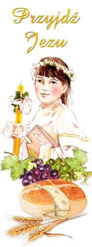 Baner na Pierwszą Komunię Świętą "Przyjdź Jezu" 50x130 cm