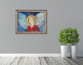 Obraz religijny na płótnie Anioł Stróż - rama z ornamentem