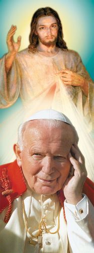 Baner Jezus Miłosierny i Święty Jan Paweł II 50x130 cm