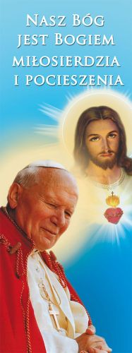 Baner Jezus Miłosierny i Święty Jan Paweł II 50x130 cm