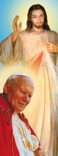Baner Jezus Miłosierny i Święty Jan Paweł II 50x130 cm