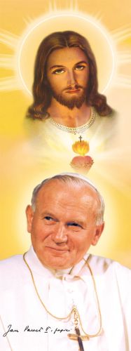 Baner Jezus Miłosierny i Święty Jan Paweł II 50x130 cm