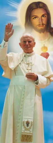 Baner Jezus Miłosierny i Święty Jan Paweł II 50x130 cm