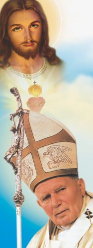 Baner Jezus Miłosierny i Święty Jan Paweł II 50x130 cm