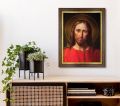 Obraz religijny Jezus Chrystus - rama drewniana ze złotym paskiem