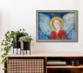 Obraz religijny Anioł Stróż - rama szara vintage