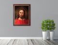 Obraz religijny na płótnie Jezus Chrystus - rama drewniana ze złotym paskiem