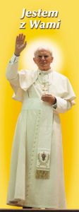 Baner Święty Jan Paweł II "Jestem z Wami" 50x130 cm