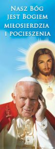 Baner Święty Jan Paweł II i Jezus Miłosierny 50x130 cm