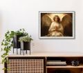 Obraz religijny Anioł Stróż - rama biała vintage