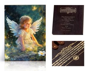 Ikona religijna Anioł Stróż dla dziecka (prezent na Chrzest Święty lub urodziny)