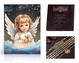 Ikona religijna Anioł Stróż dla dziecka (prezent na Chrzest Święty lub urodziny)