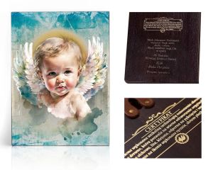 Ikona religijna Anioł Stróż dla dziecka (pamiątka Chrztu Świętego)