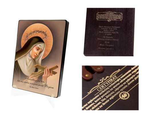Naklejana ikona religijna z cytatem - Święta Rita